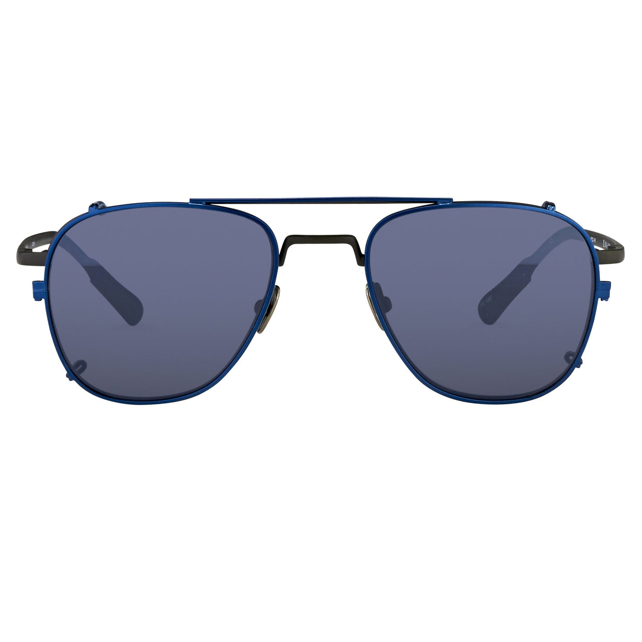 kris van assche sunglasses unisex rectangular titanium matte black blue clip on with blue lenses kva92c4sun